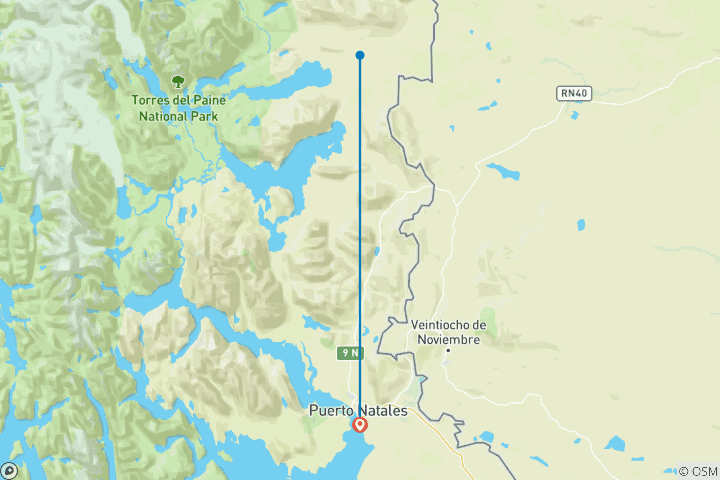 Carte du circuit Chili Patagonie Puerto Natales Express - 3 jours