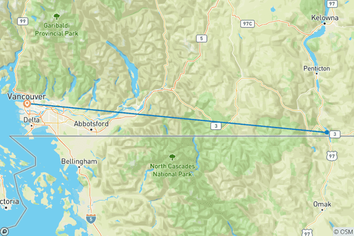 Carte du circuit Circuit privé de Vancouver à la vallée de l'Okanagan - 2 jours