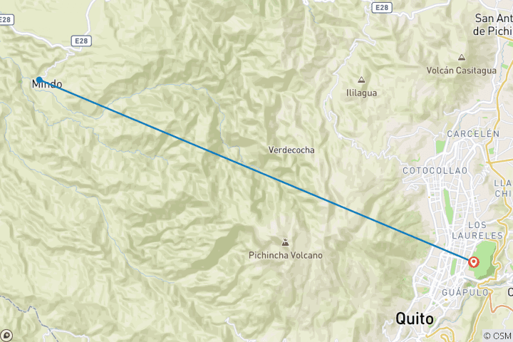 Map of Ecuador Mindo Cloud Forest Trip in Eco Chalet