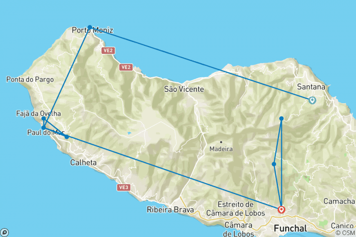 Carte du circuit Randonnée à Madère (Nouvel An)