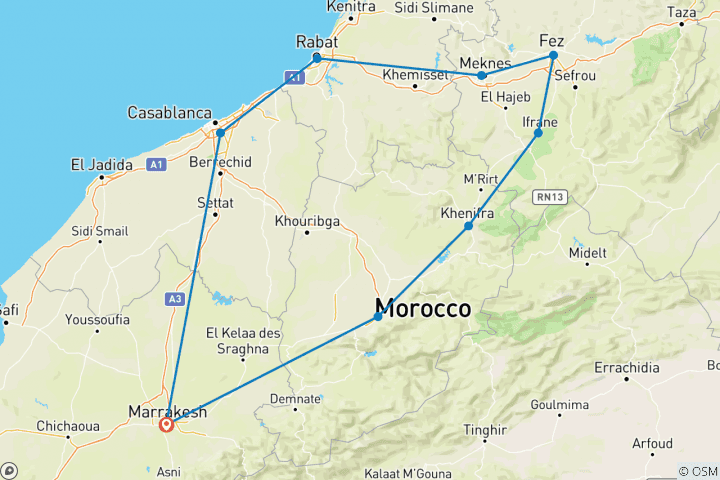 Carte du circuit Circuit de 7 jours : Villes impériales au Maroc