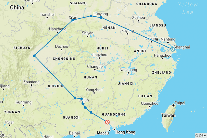 Carte du circuit Découvrir la Chine et Guangzhou (12 destinations)