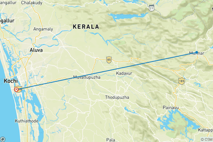 Karte von Von Cochin nach Munnar Entdeckungsreise