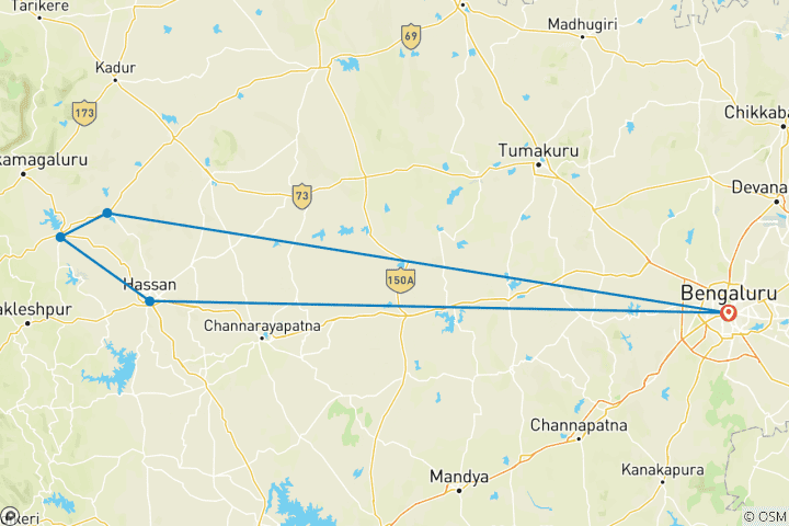 Karte von Die Pracht der Hoysala: Von Bangalore zu den Tempeln von Belur & Halebid