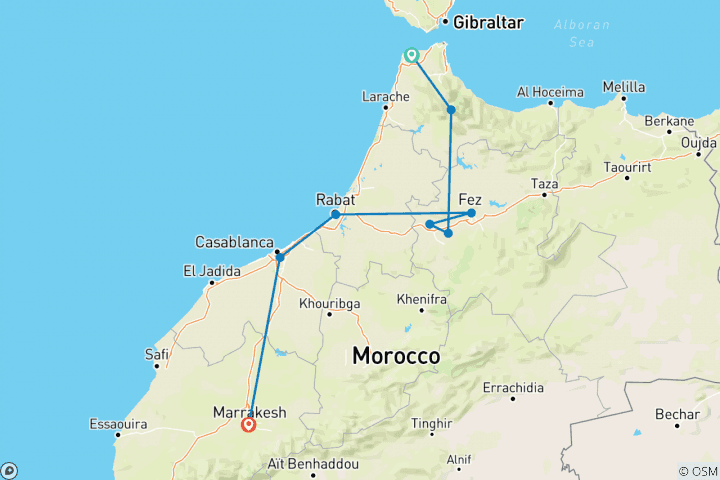 Carte du circuit Circuit de 6 jours dans les villes impériales au départ de Tanger