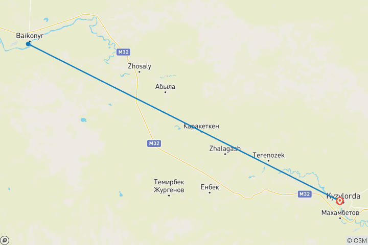 Map of Baikonur cosmodrome tour (2024 unmanned launch)