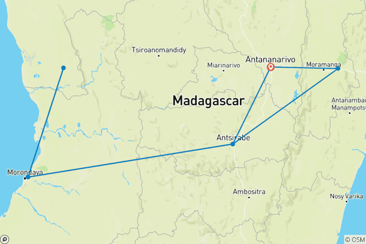 Map of Discover the Unique in Madagascar - Lemurs, Baobabs, Tsingy