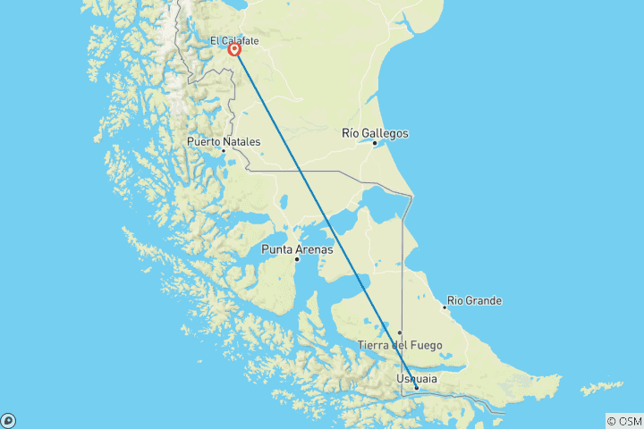 Map of End of the World & Glaciers