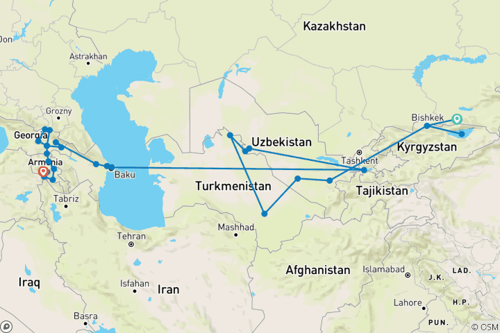 Map of 5 Stans and Caucasus