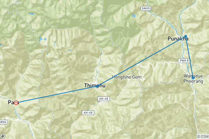 Map of Bhutan Shangri-La Dreams Short Stay