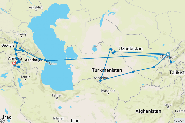 Map of 3 Stans and Caucasus