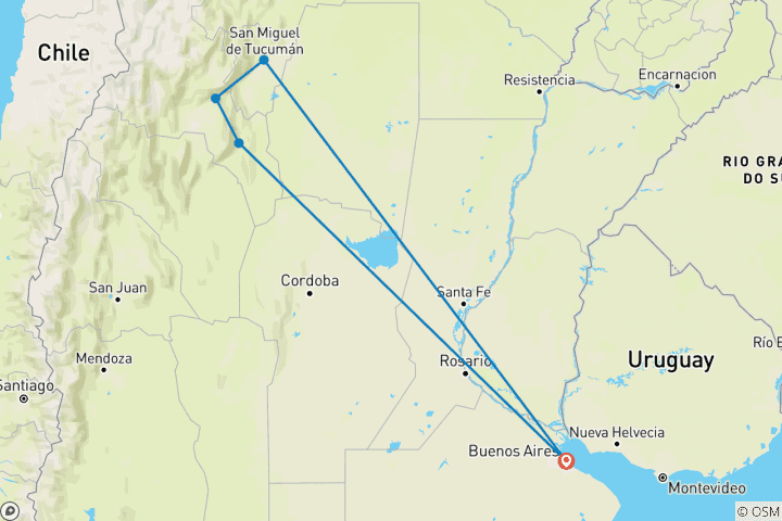 Carte du circuit Nevado del Aconquija, de Tucuman à Catamarca