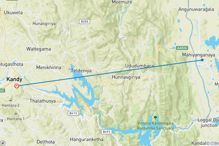 Kaart van Overnachtingstocht naar het onontdekte dorp Mahiyanganaya