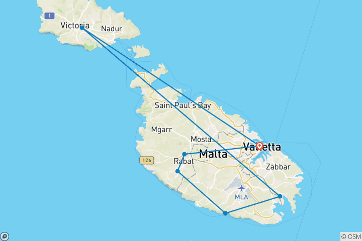 Map of Tailor-Made Best Malta Tour with Daily Departure and Private Guide