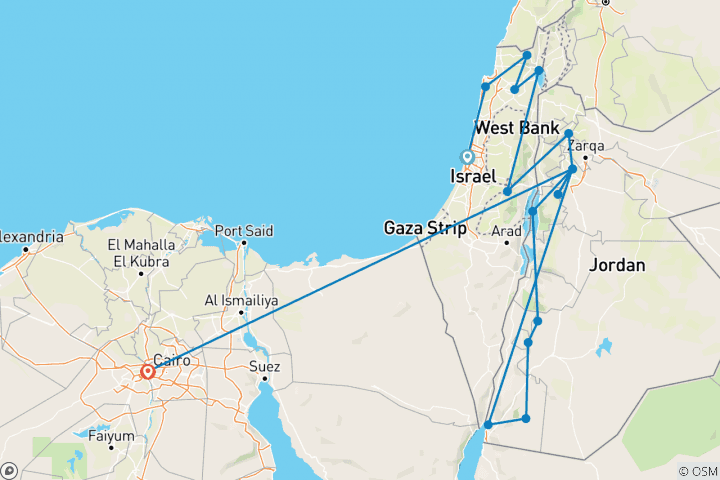 Map of Israel, Jordan and Cairo (including Dead Sea)