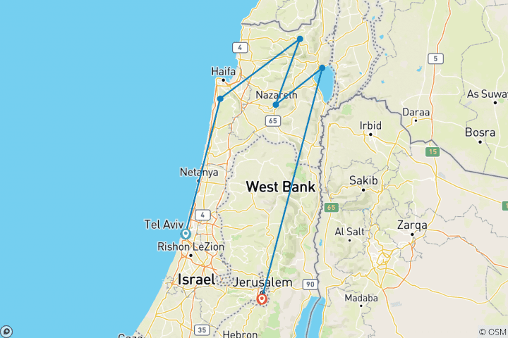 Map of Discover Israel (6 destinations)