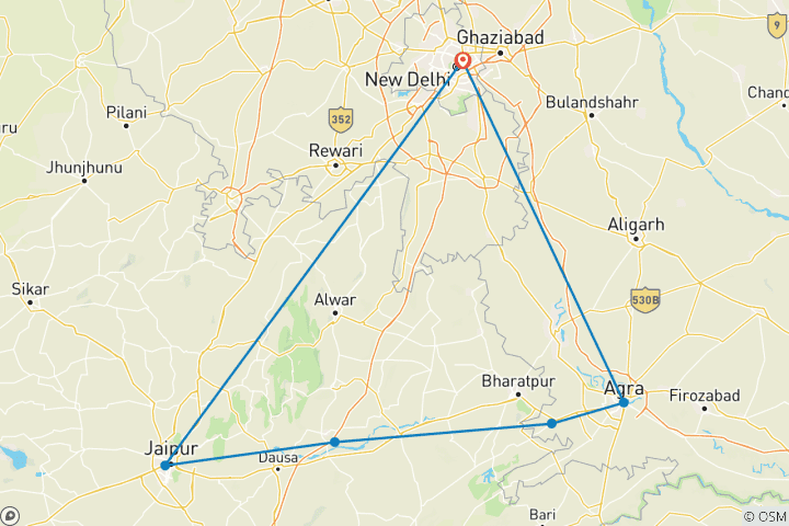 Carte du circuit Tour de l'Inde en famille sur mesure, départ quotidien et guide privé