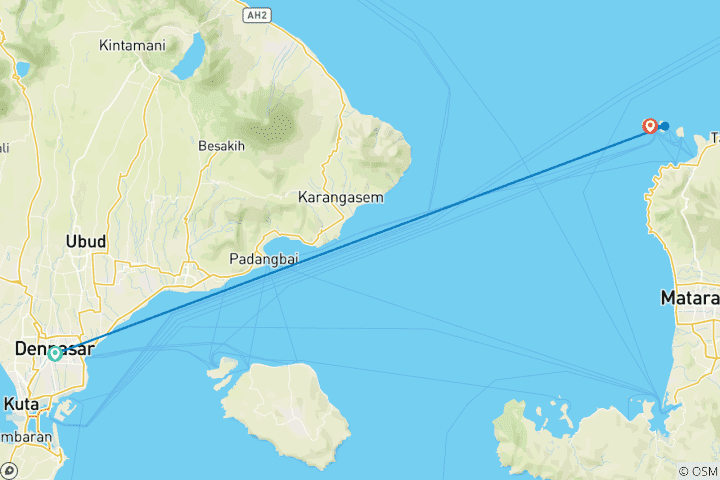 Mapa de Experiencia de 3 días en las islas Gili
