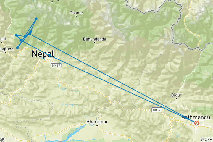 Map of Annapurna Base Camp Trek - 11 day Short Adventure