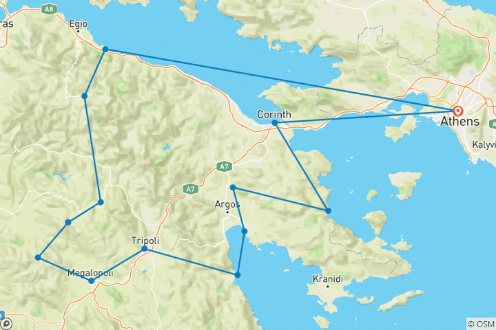 Carte du circuit Sentier Mainalon Classic + Sentier Parnon +Parc national Chelmos- Vouraikos