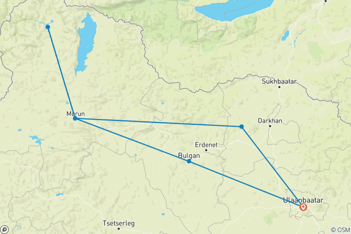 Mapa de Circuito a los pastores de renos de Tsaatan