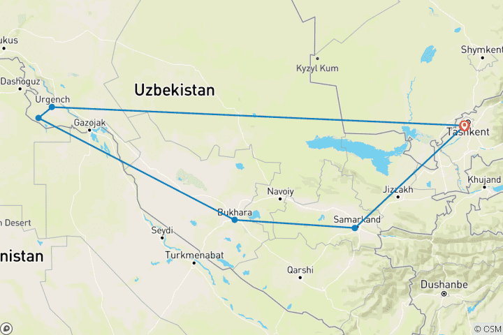 Karte von Usbekistan Aktivreise