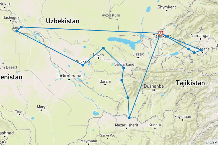 Karte von Große Usbekistan Rundreise