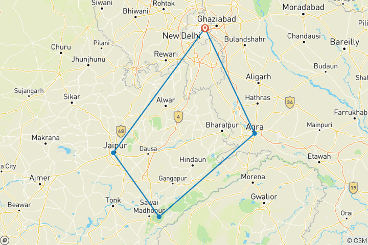 Carte du circuit Triangle d'or et tigres - TOUT COMPRIS