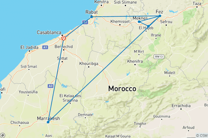 Mapa de Marruecos ciudades imperiales