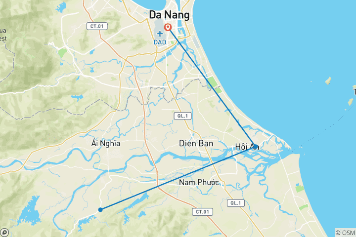 Carte du circuit Golden Bridge et Hoi An - Voyage culinaire de 5 jours