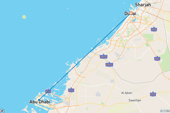 Map of Explore Dubai & Abu Dhabi 4 Nights 5 Days