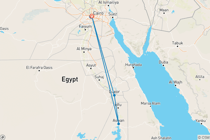 Map of Affordable 9 Days: Egyptian monuments Cairo, Giza, Luxor and Aswan