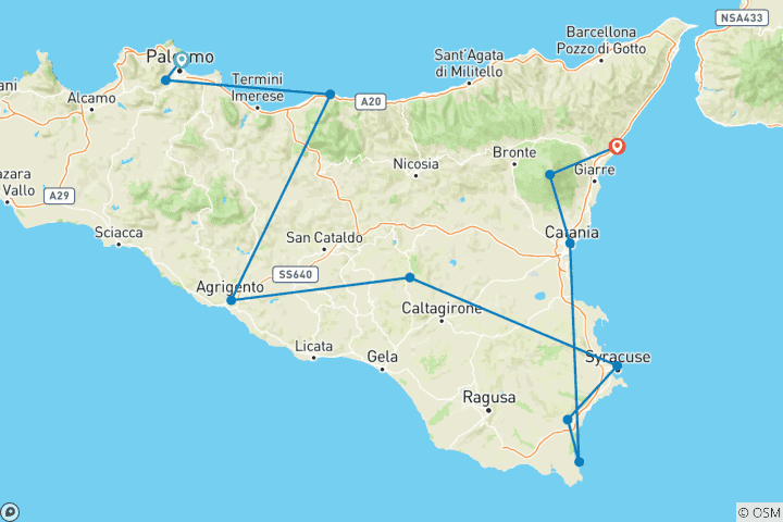 Carte du circuit La Sicile dévoilée : Un voyage à travers les merveilles de l'UNESCO