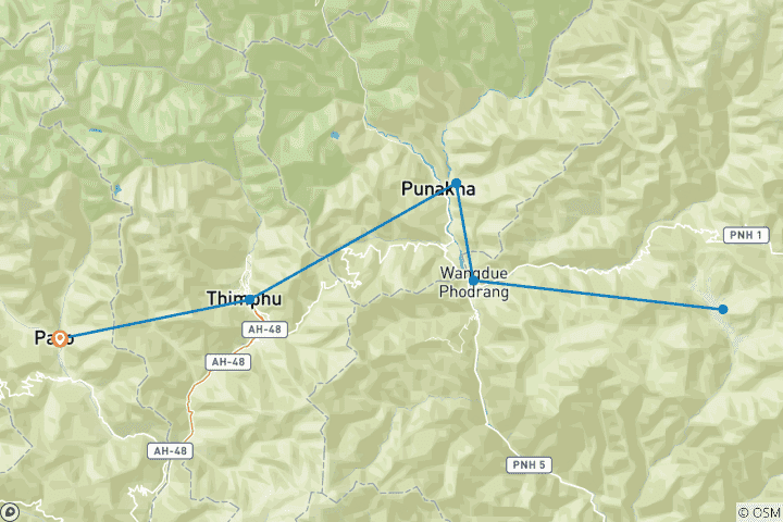 Map of Bhutan Happiness Journeys