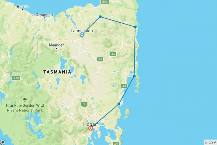 Map of Tour de Tasmania