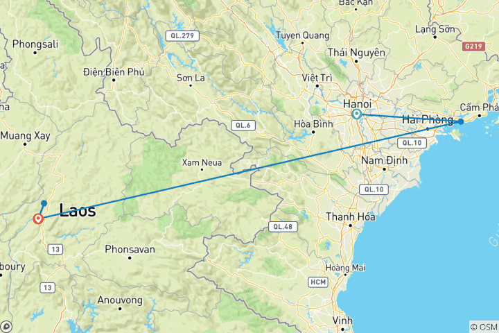 Kaart van Verken Vietnam & Laos - Hanoi, Halongbaai, Pak Oa-grot & Kuangsi-waterval - 8 dagen, 7 nachten