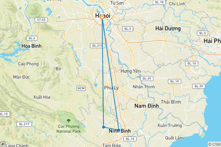 Kaart van Dagtocht naar Trang An - Ninh Binh