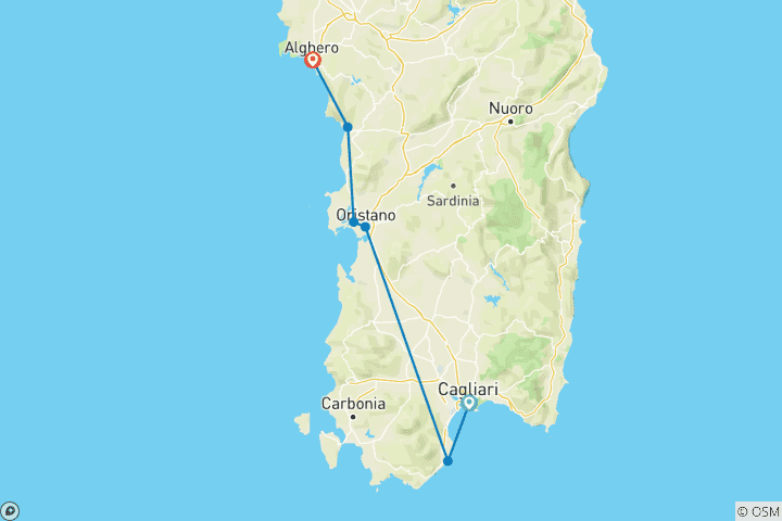 Mapa de Excursión a Cerdeña: la combinación perfecta de estilo de vida, cultura, historia y gastronomía