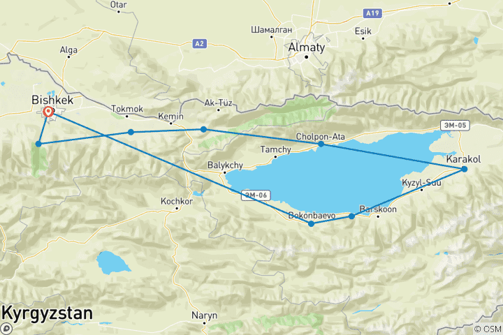 Map of New Year Trip to Kyrgyzstan