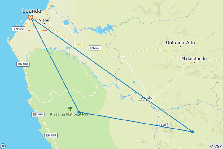 Map of Luanda & Kalandula - 3 Days