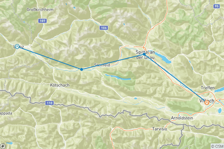 Mapa de Trayecto corto Drau - Cycle Path