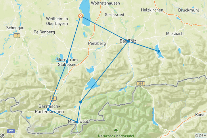 Karte von Bayerische Seenrunde