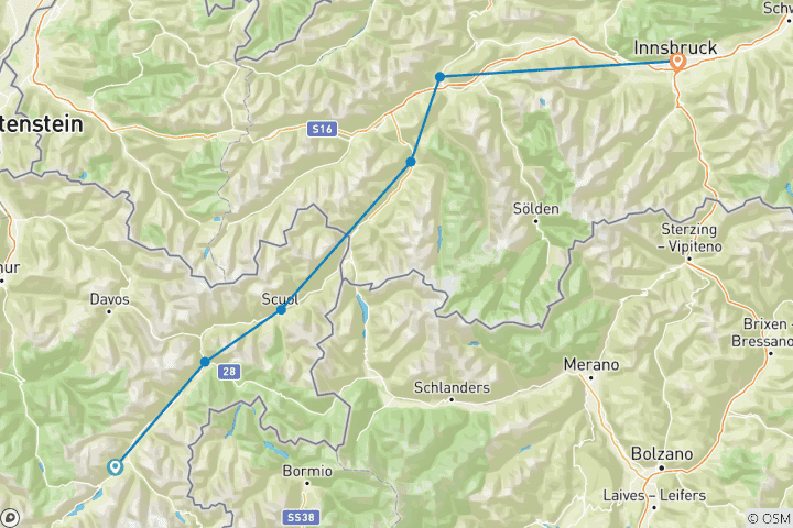 Karte von St. Moritz - Innsbruck 8/7