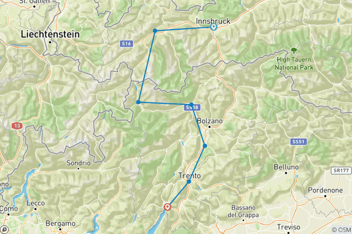 Mapa de Innsbruck - lago de Garda 8/7