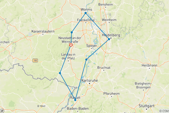 Map of Neckar, Rhine & Vines