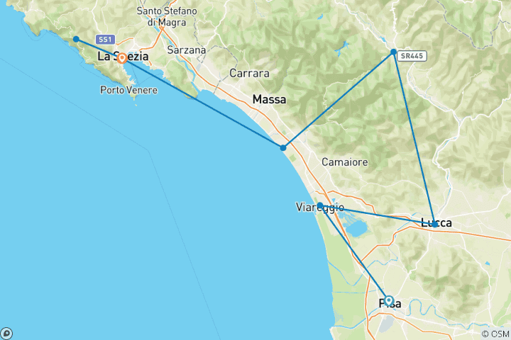 Map of Pisa - Cinque Terre