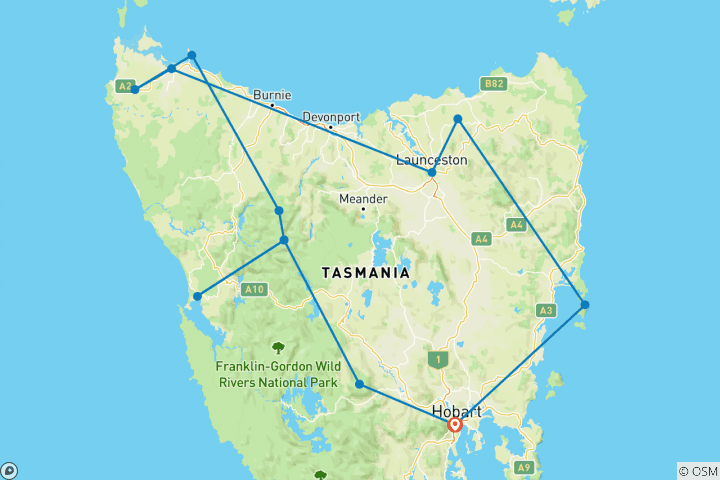 Map of Heart of Tasmania Hobart Return (2023)