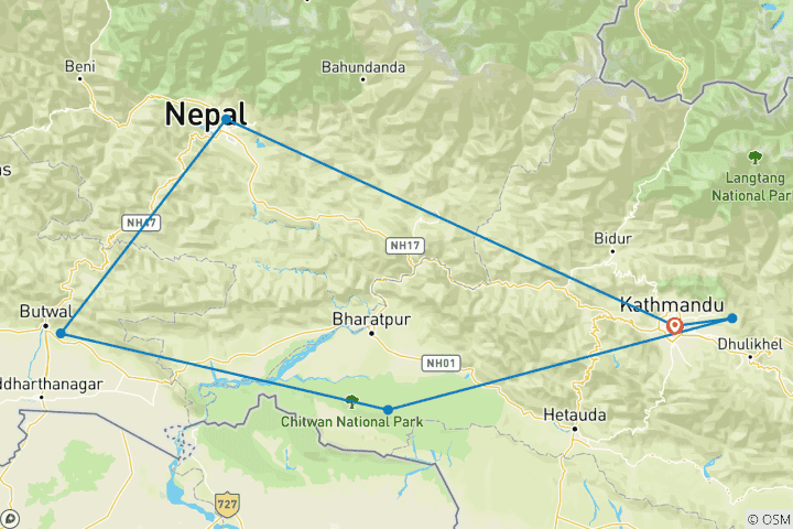 Map of Special Nepal Tour Package - 10 Days