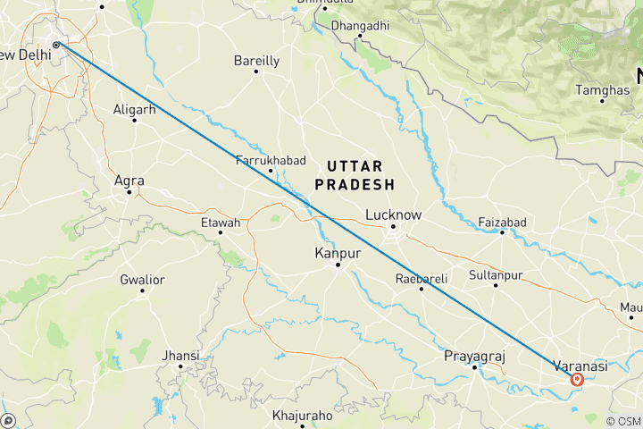 Carte du circuit Visite de Varanasi depuis Delhi