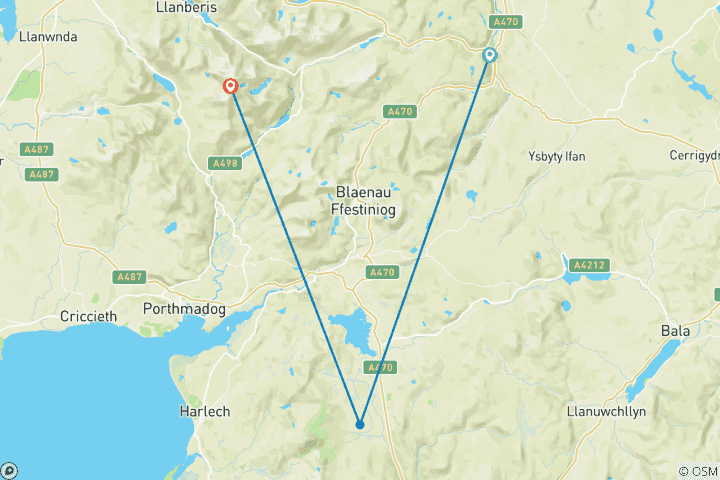 Map of Wales 14 Peaks Hiking Experience